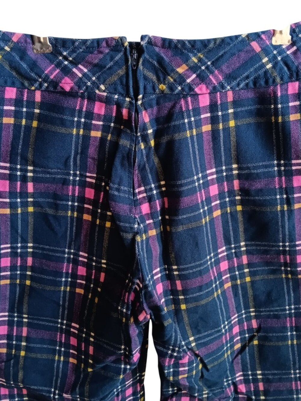 1960's 27x27 Womens Vintage Junior House Plaid High-Waisted Wide-Leg Pants